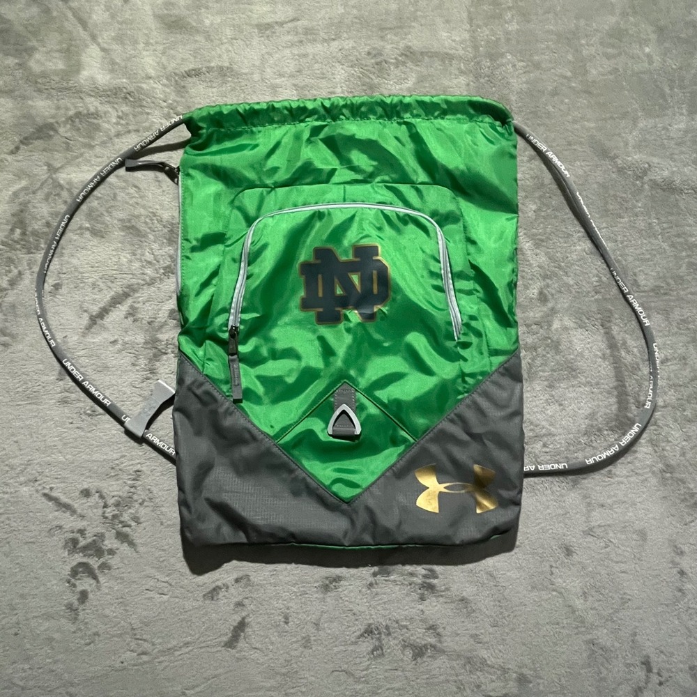 Under Armour Drawstring Backpack Green Notre Dame Fighting Irish Cinch Bag